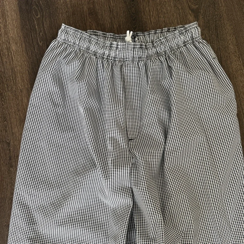 Happy Chef Utility Pants Black White Houndstooth‎ Sz M Pockets Classic MINT Cook